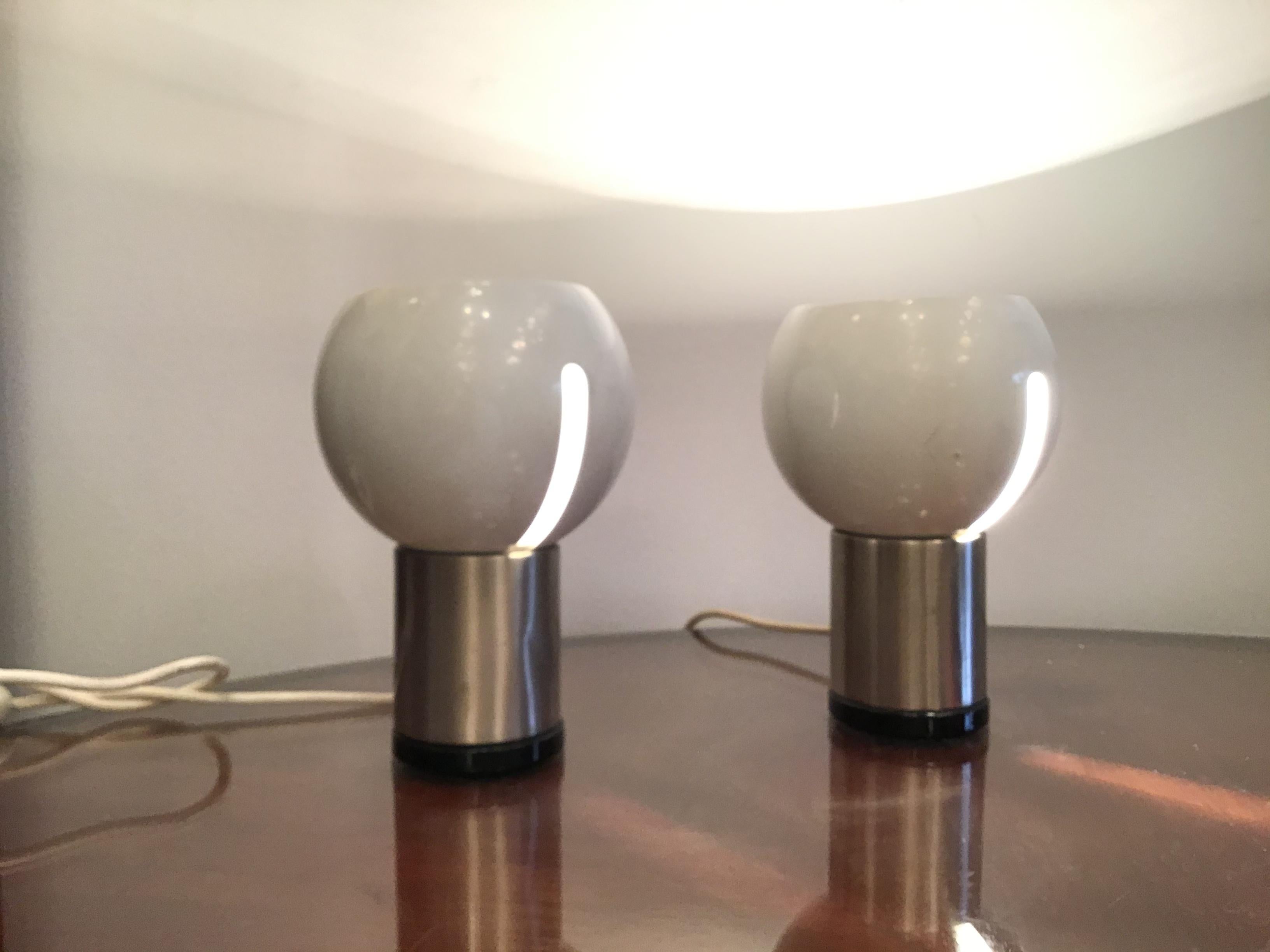 Other Reggiani Two Table Lamp Metal Crome Plex, 1970, Italy For Sale