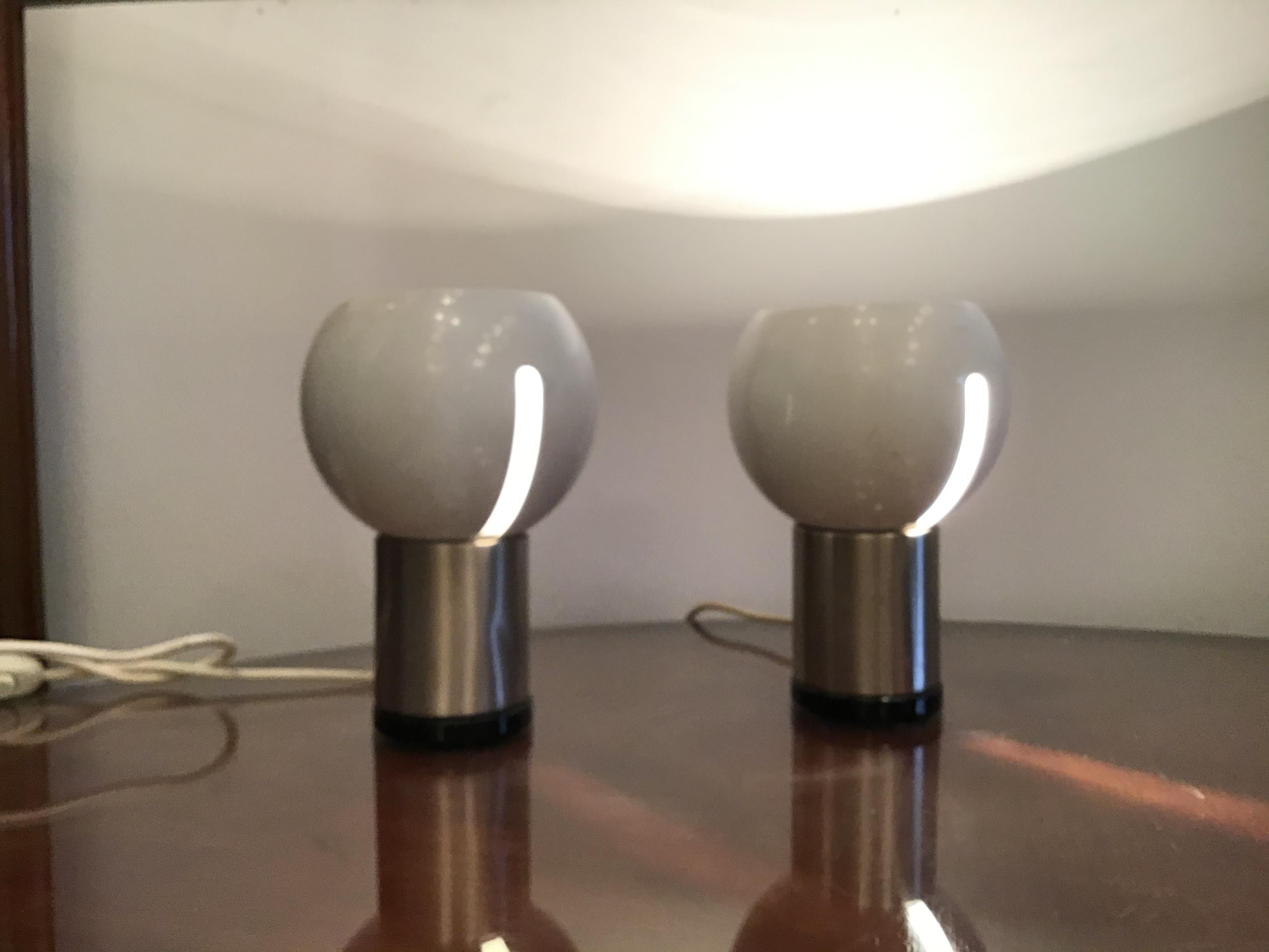 Reggiani Two Table Lamp Metal Crome Plex, 1970, Italy In Excellent Condition For Sale In Milano, IT