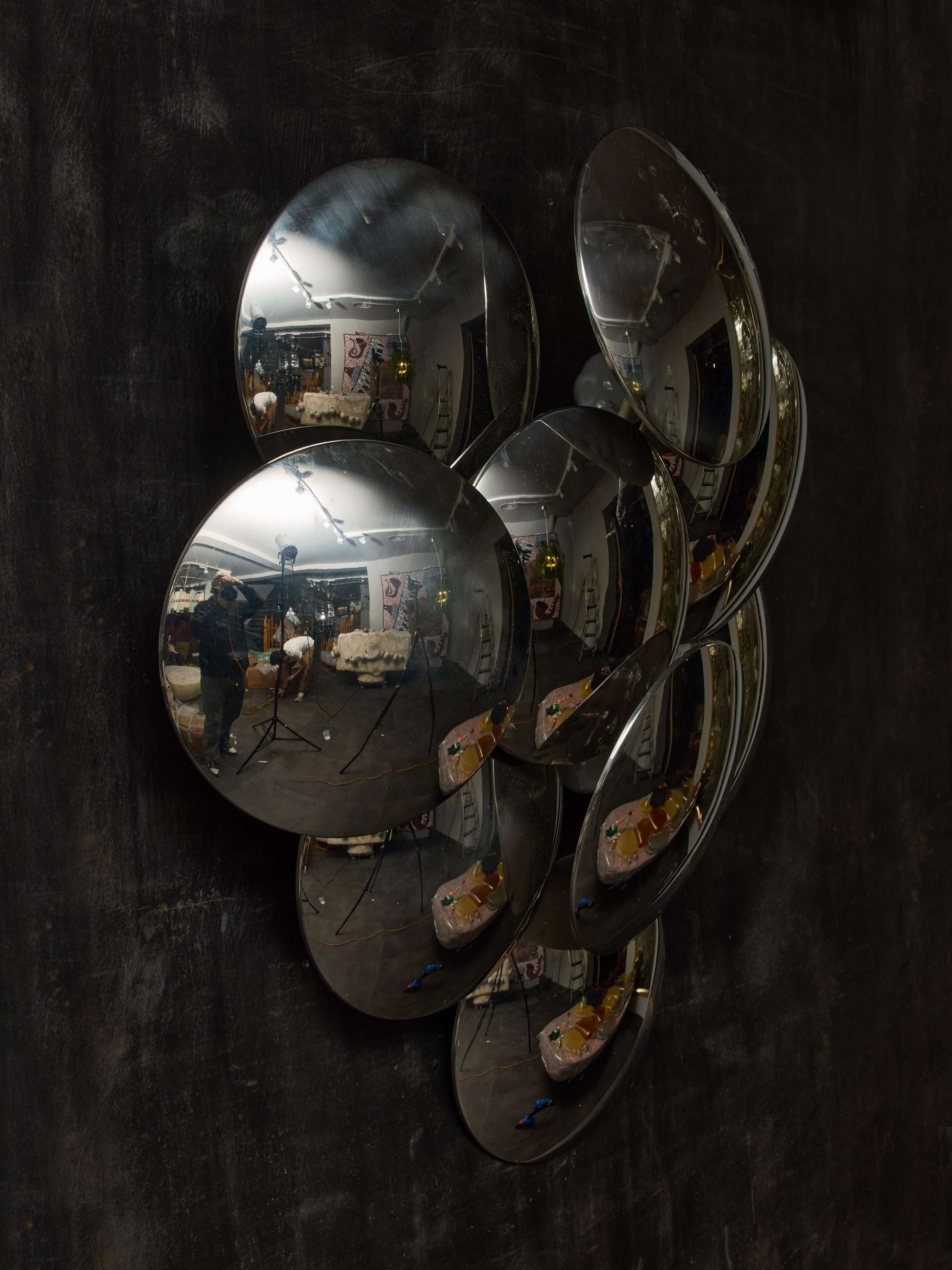 Mid-Century Modern Reggiani Vintage Light Fixture In Mirrored Metal