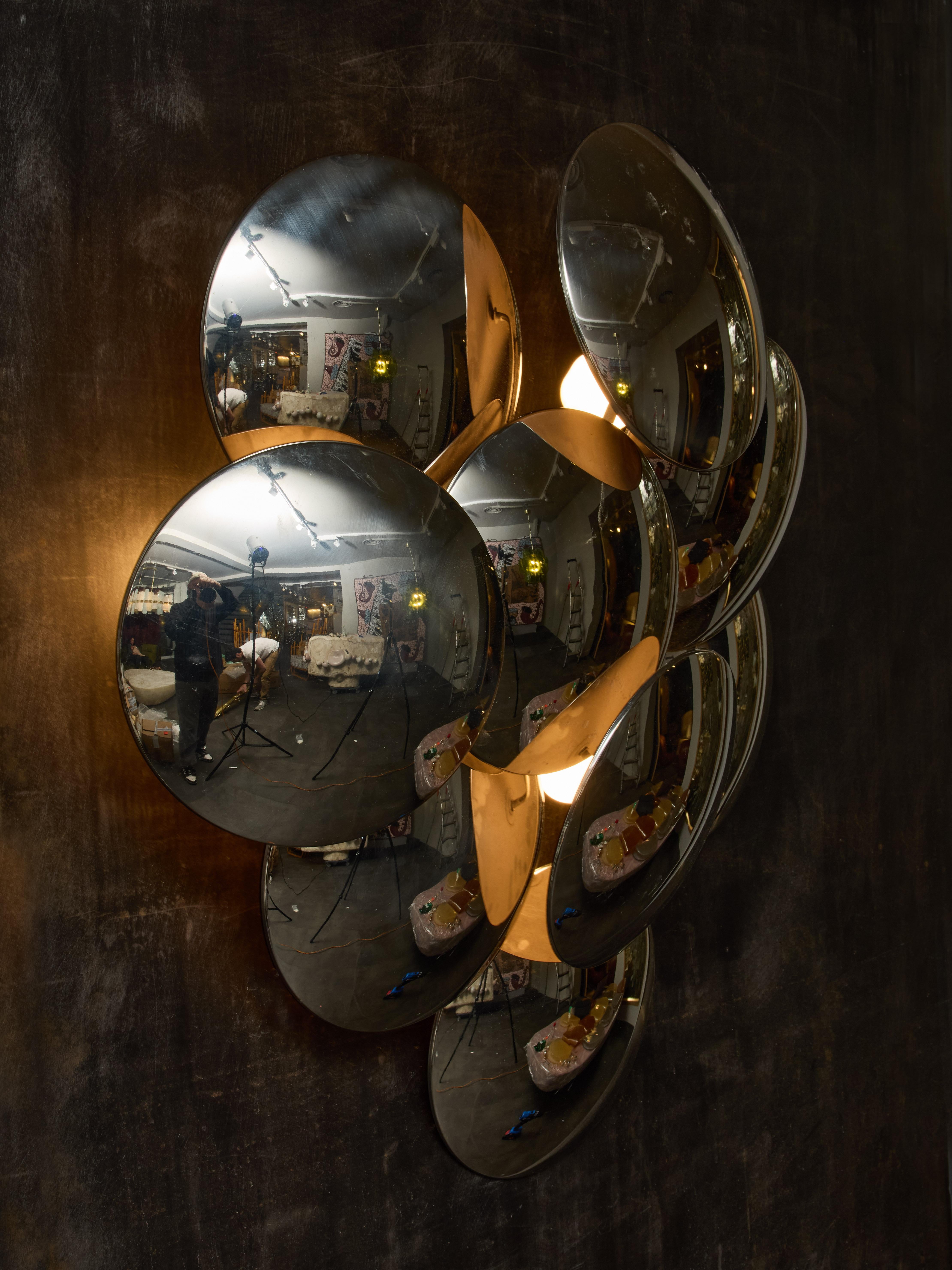 Reggiani Vintage Light Fixture In Mirrored Metal In Good Condition In Saint-Ouen, IDF