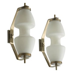 Reggiani, Wandleuchten, Metall, Glas, Italien, 1960er Jahre