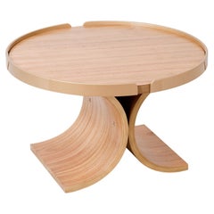 "Regia" Center Table end Top in Curved Cinnamon Natural Wood Multi-laminate 