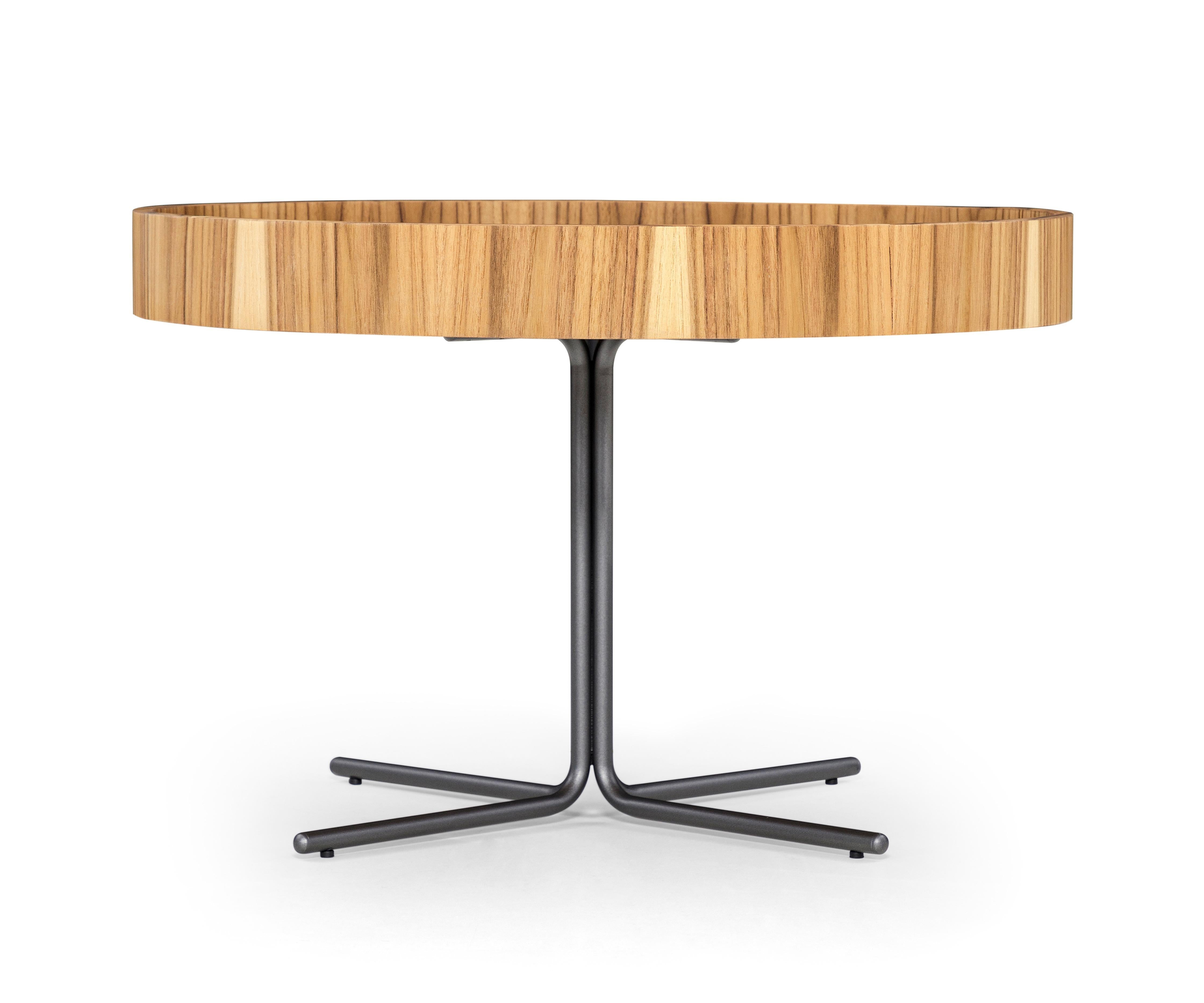 Regia Occasional Table in Teak Wood Finish Featuring Black Glass 27'' In New Condition For Sale In Miami, FL
