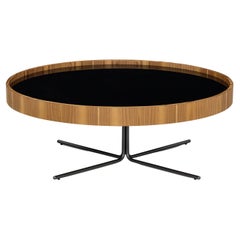 Regia Occasional Table in Teak Wood Finish Featuring Black Glass 39''