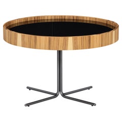 Regia Occasional Table in Teak Wood Finish Featuring Black Glass 27''