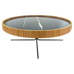 Table d'appoint Regia en bois de teck avec verre noir Nero 39 po