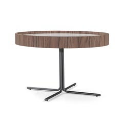 Coffee Table with 27-Inch White Marble Glass Top and Walnut Veneer - Regia Line