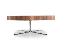 Set of Walnut Occasional Tables, Imperial Brown Marbled Glass Tops, Regia Line