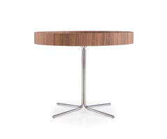 Occasional Table in Walnut, Imperial Brown 26-Inch Top and Stainless Base, Regia
