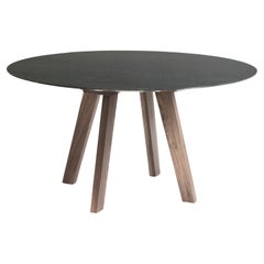 Regia, Round Table made by granite and wood.