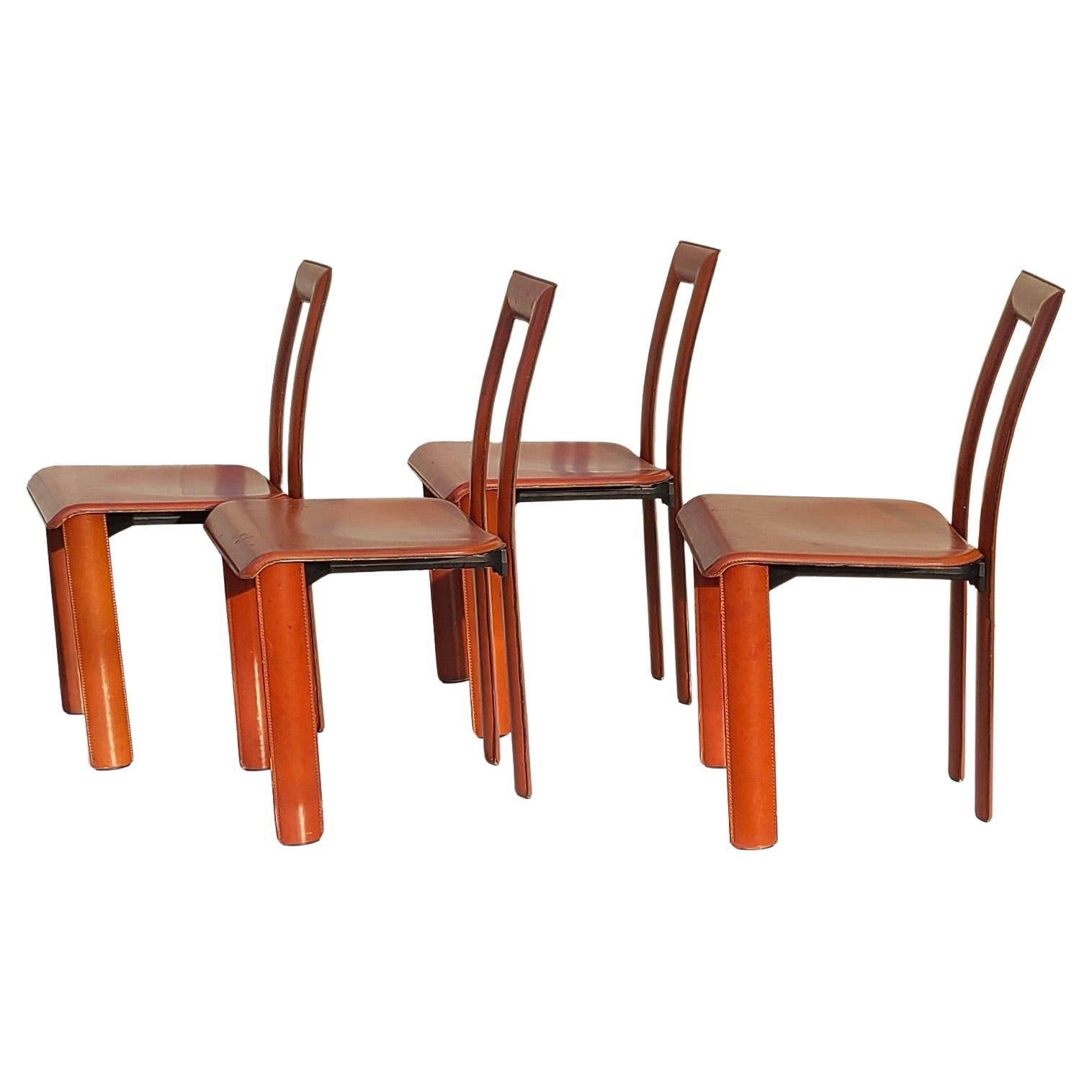 Regia Set 4 Sillas de Comedor de Piel Coñac Antonello Mosca YCAMI Collection finales del siglo XX en venta