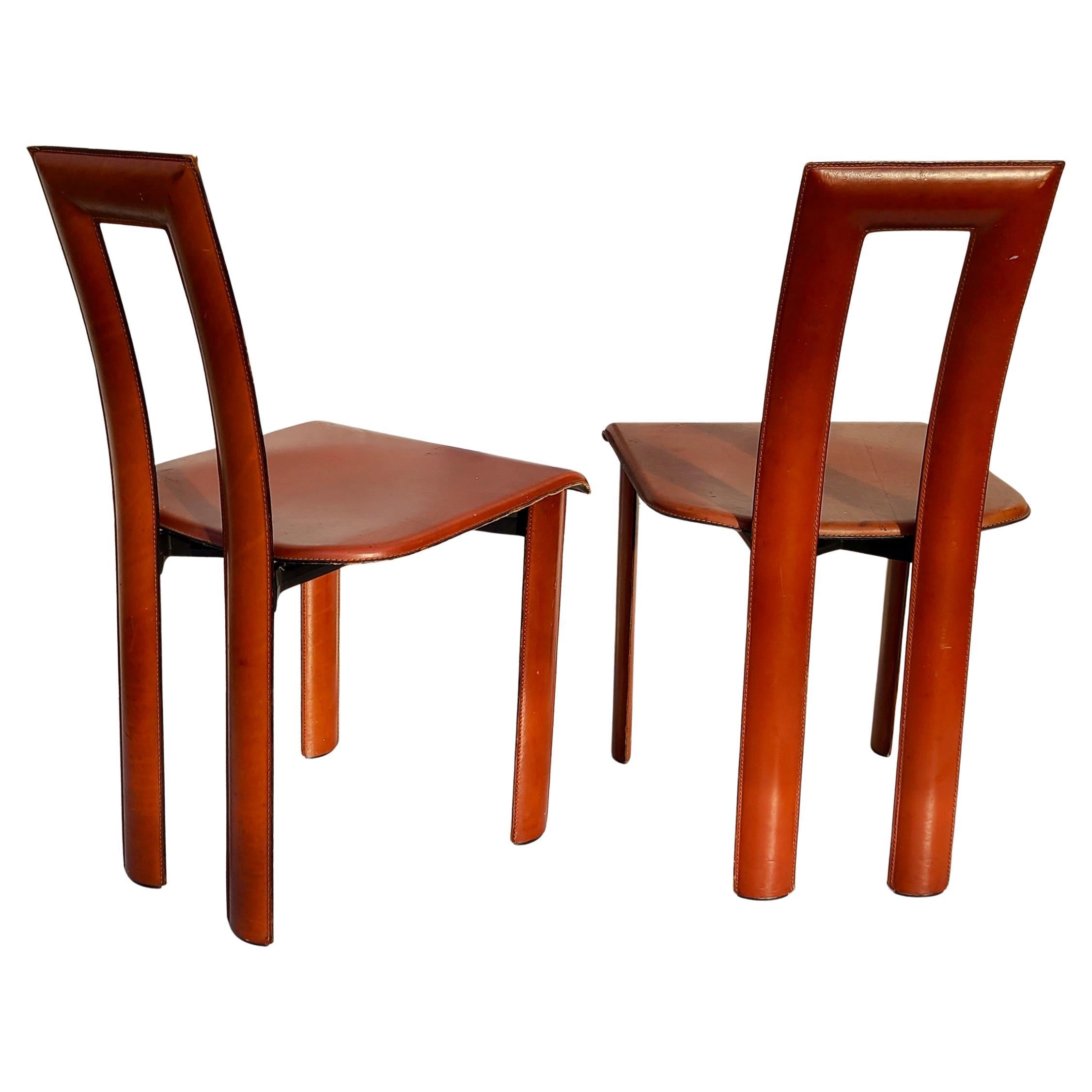 Regia Set 4 Sillas de Comedor de Piel Coñac Antonello Mosca YCAMI Collection en venta 1
