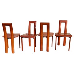 Regia Set 4 YCAMI Collection Antonello Mosca Chaises de salle à manger en cuir cognac