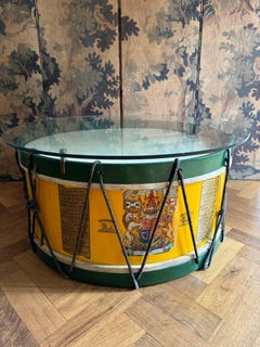 Regimental base drum presented as a coffee table. British c. 1950’s