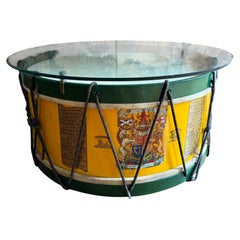 Regimental base drum presented as a coffee table. British c. 1950’s