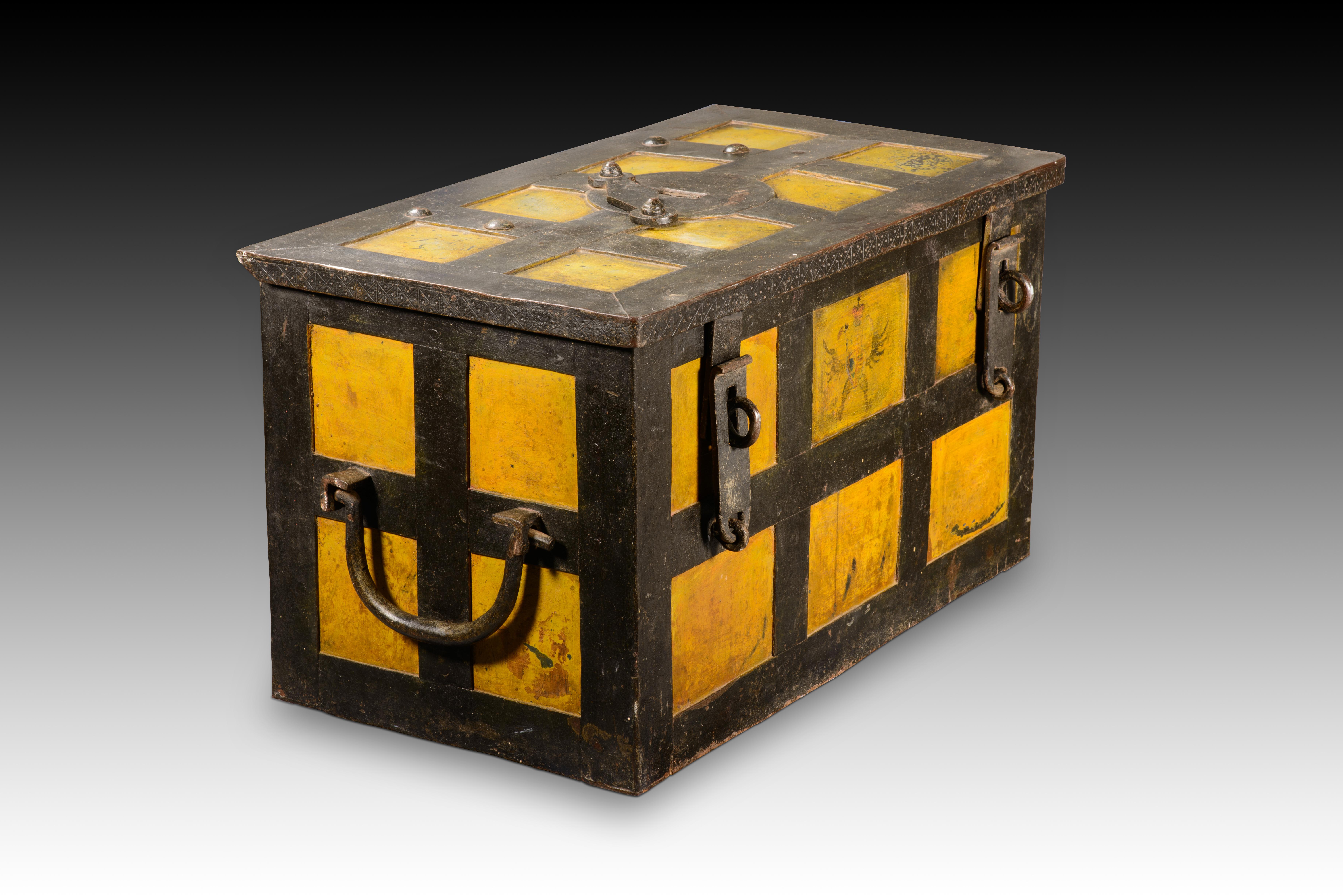 Neoclassical Revival Regimental cash box. Iron. Possibly Germany, 18th century. For Sale