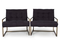 Regina Andrew Pair of Mid-Century Modern Style Tufted Steel Arm Chairs