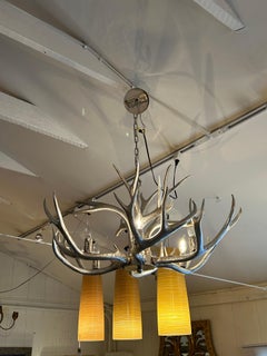 Regina Andrews Striking Silver Leaf Faux Antler 6 Light Chandelier