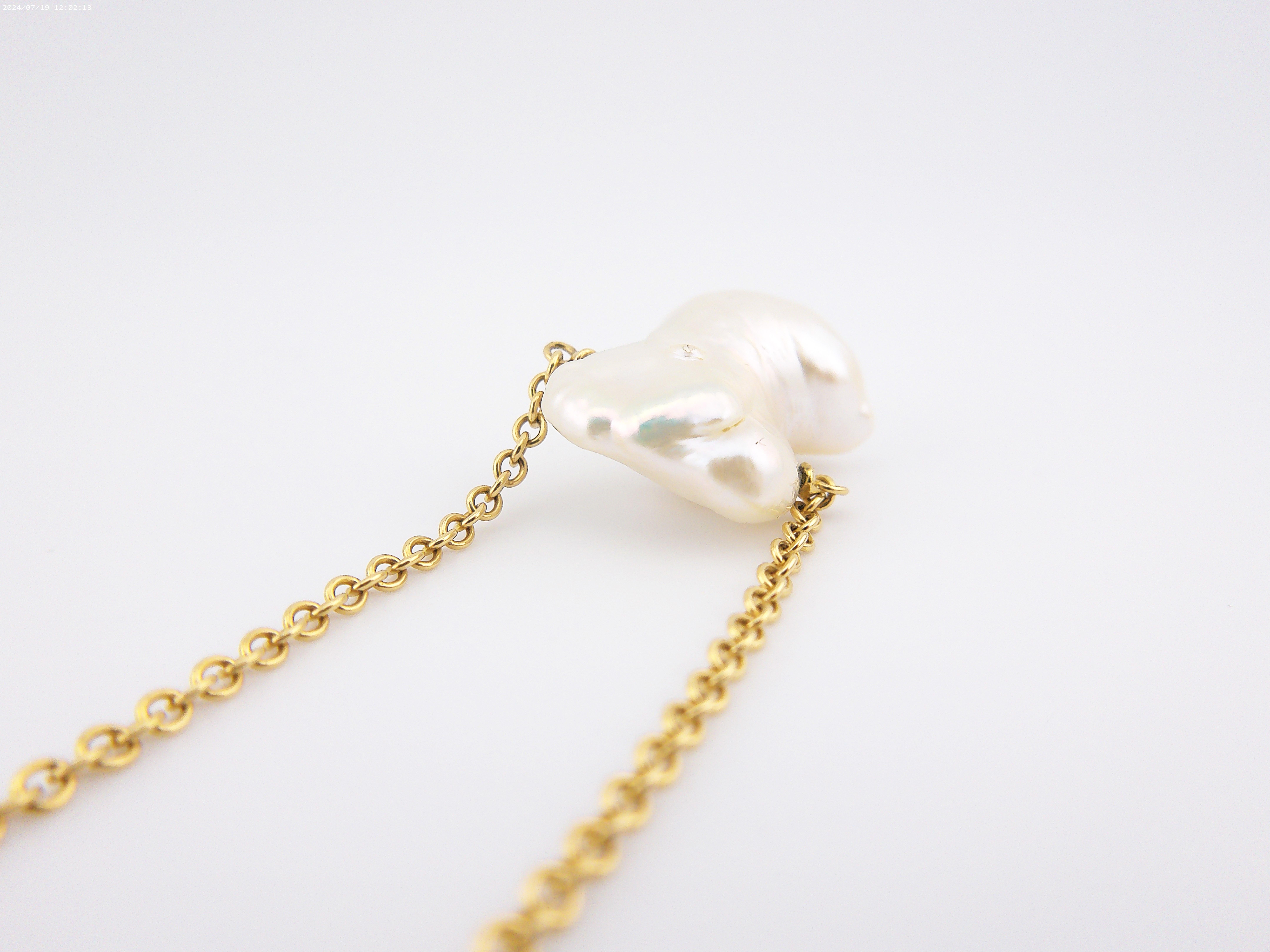 Uncut Regina Gambatesa 55 cm Yellow Gold Rolò Chain For Sale