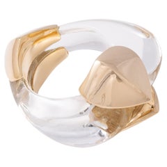 Anello Regina Gambatesa Anturium in cristallo di rocca e foglia d'oro
