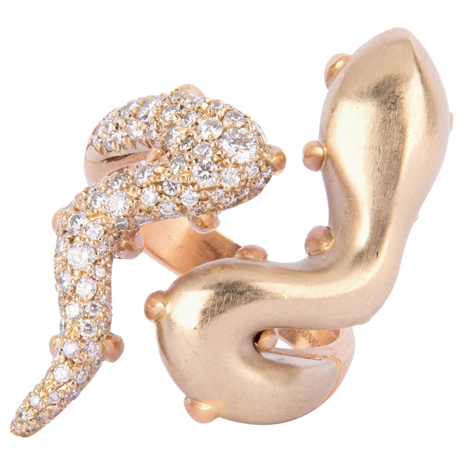 Regina Gambatesa Diamonds Gold Snake Ring