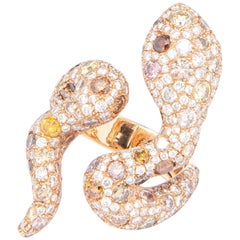 Regina Gambatesa Fancy Diamonds 18 Karat Gold Snake Ring
