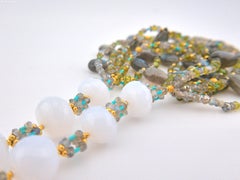 Regina Gambatesa Grey Labradorite, White Chalcedony and Turquoise Necklace