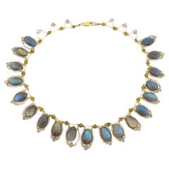 Regina Gambatesa Labradorite Drops, Beads and Green Tourmaline Necklace