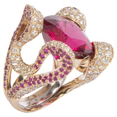 Regina Gambatesa Pink Sapphires Rubelite Diamonds and Grey Gold Ring