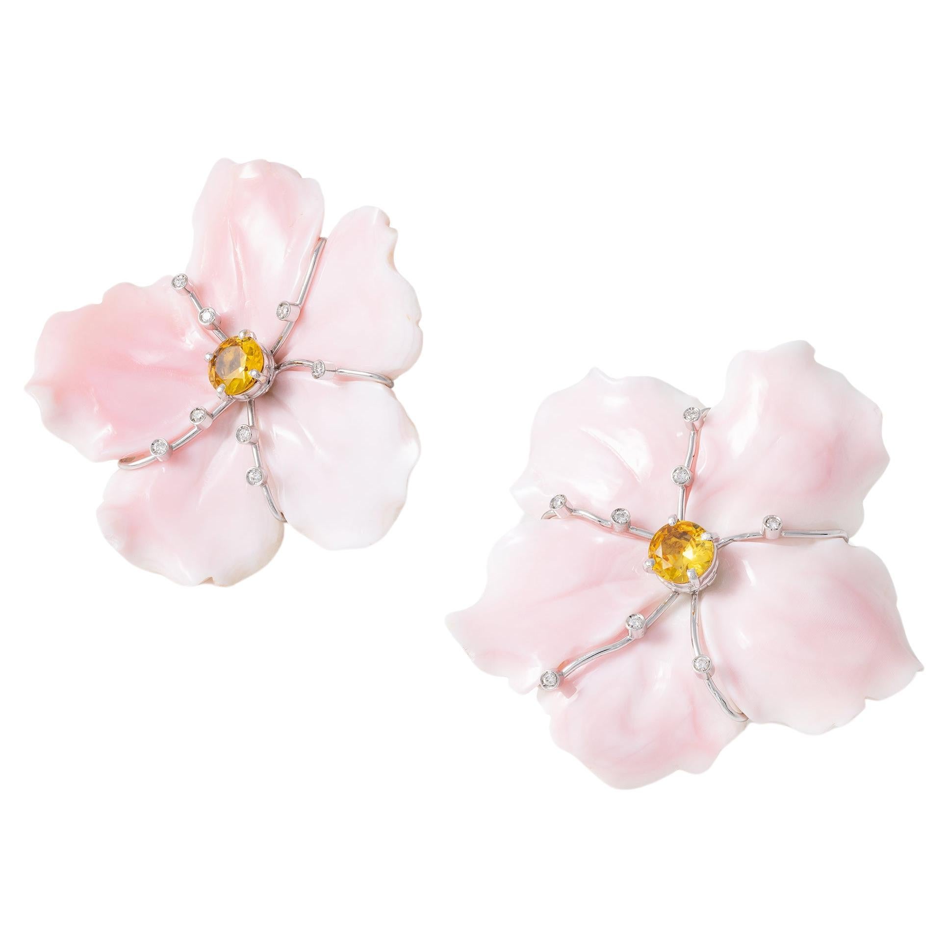 Regina Gambatesa Seashell Flower Earrings For Sale