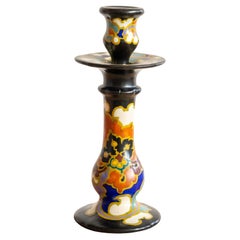 Candeliere Regina Gouda Rosaria, astratto vibrante, ceramica olandese di metà secolo