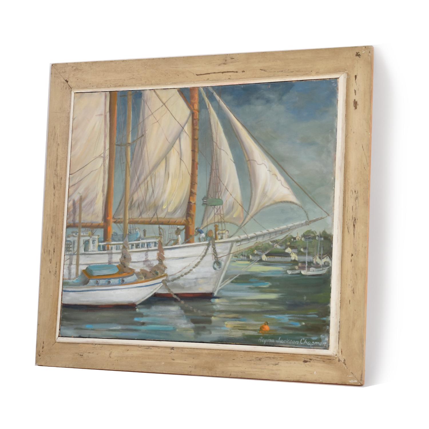 Mid-Century Modern Regina Jackson Chapman Milford Connecticut Nautical Painting