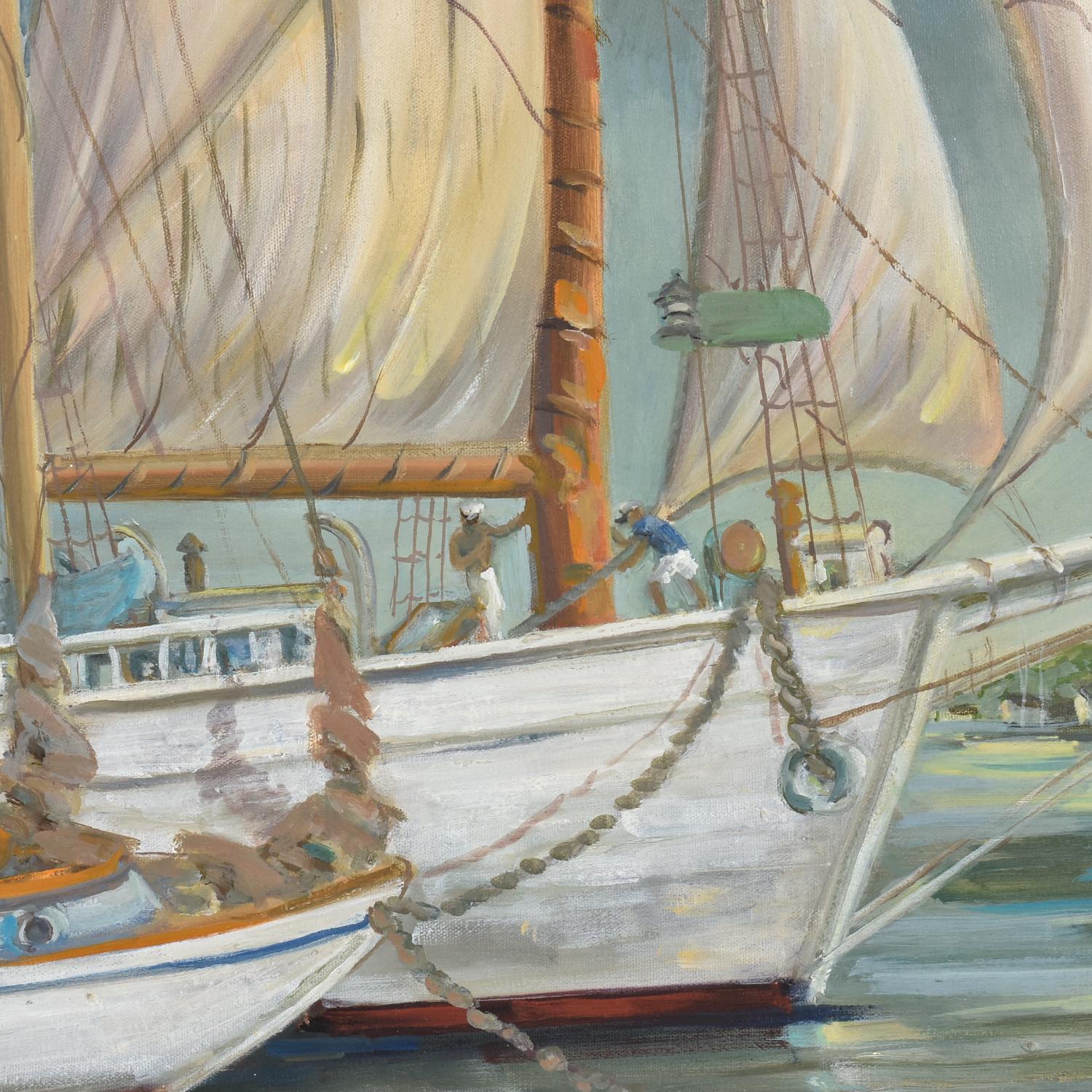 Regina Jackson Chapman Milford Connecticut Nautical Painting In Good Condition In Chattanooga, TN