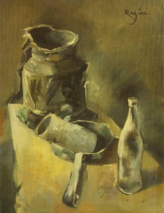 Modernist Still Life, Jewish Polish Woman Artist Regina Mundlak Judaica Interior