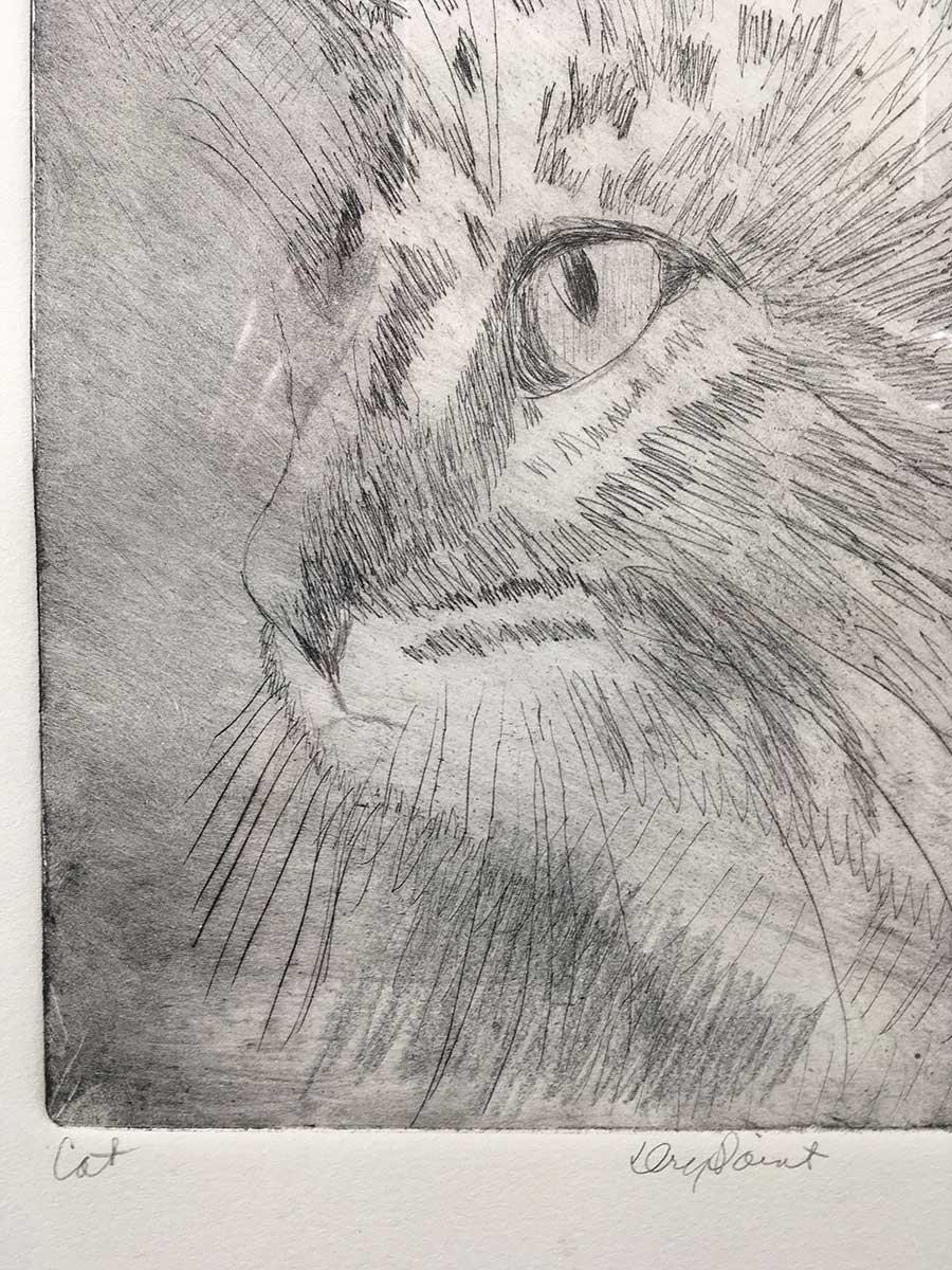 'Cat #2', by Regina Murphy, Drypoint Etching For Sale 3