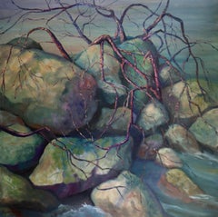 "Composizione n. 5: Serie 'Massi e rocce'" di Regina Murphy, olio su tela, anni '90