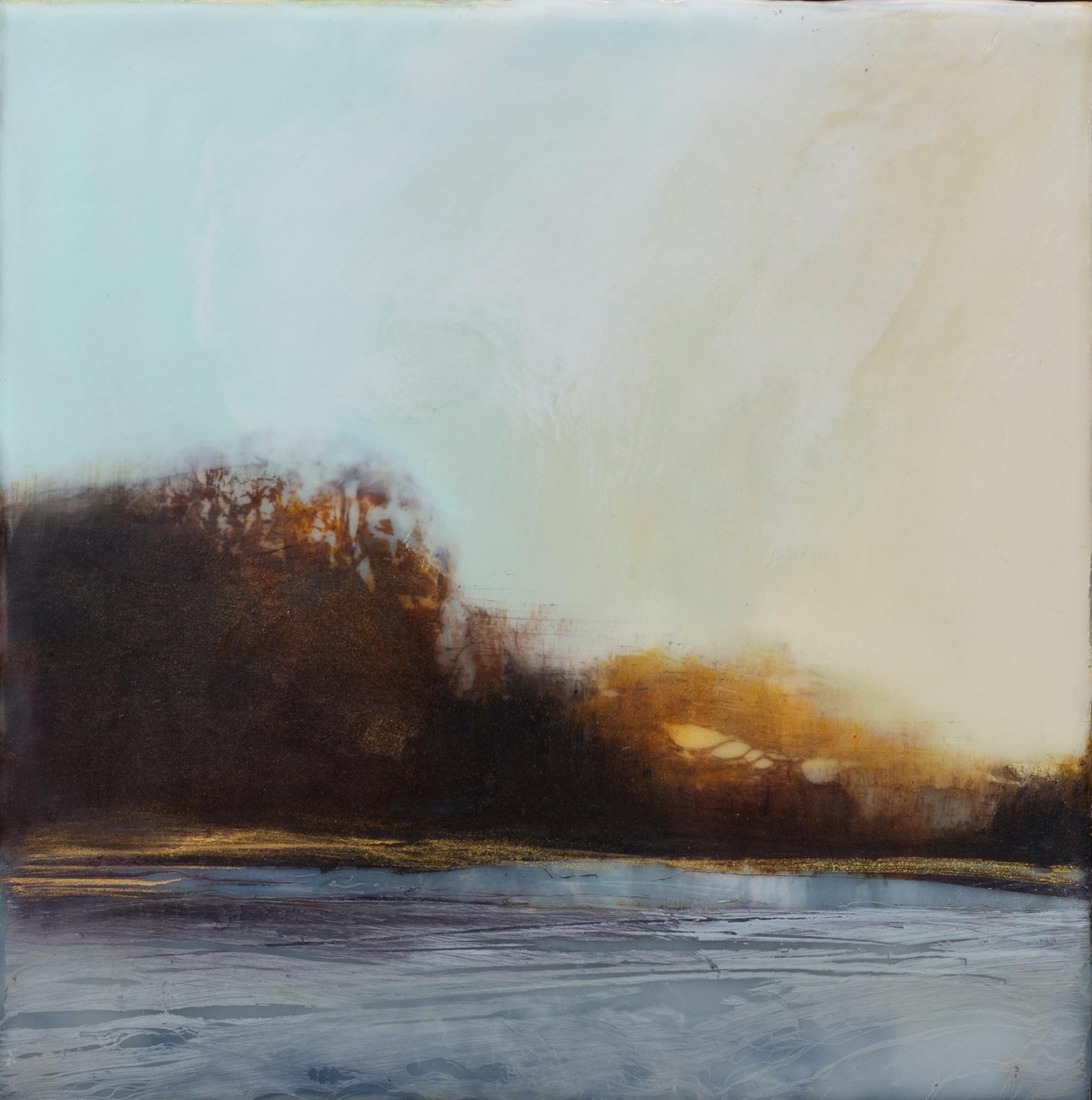 Winter Dusk (Contemporary Wax and Oil Landscape Painting) - Mixed Media Art by Regina Quinn 
