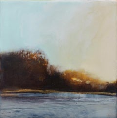 Winter Dusk (Contemporary Wax and Oil Landscape Painting)