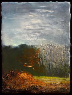 November Light (Encaustic Landscape of Forest at Late Autumn by Regina Quinn)