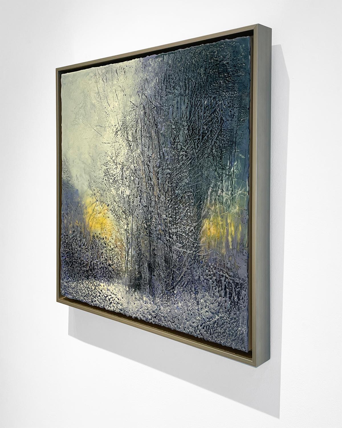 Neve al crepuscolo (pittura paesaggistica ad encausto di una foresta invernale) - Painting Impressionismo di Regina Quinn 