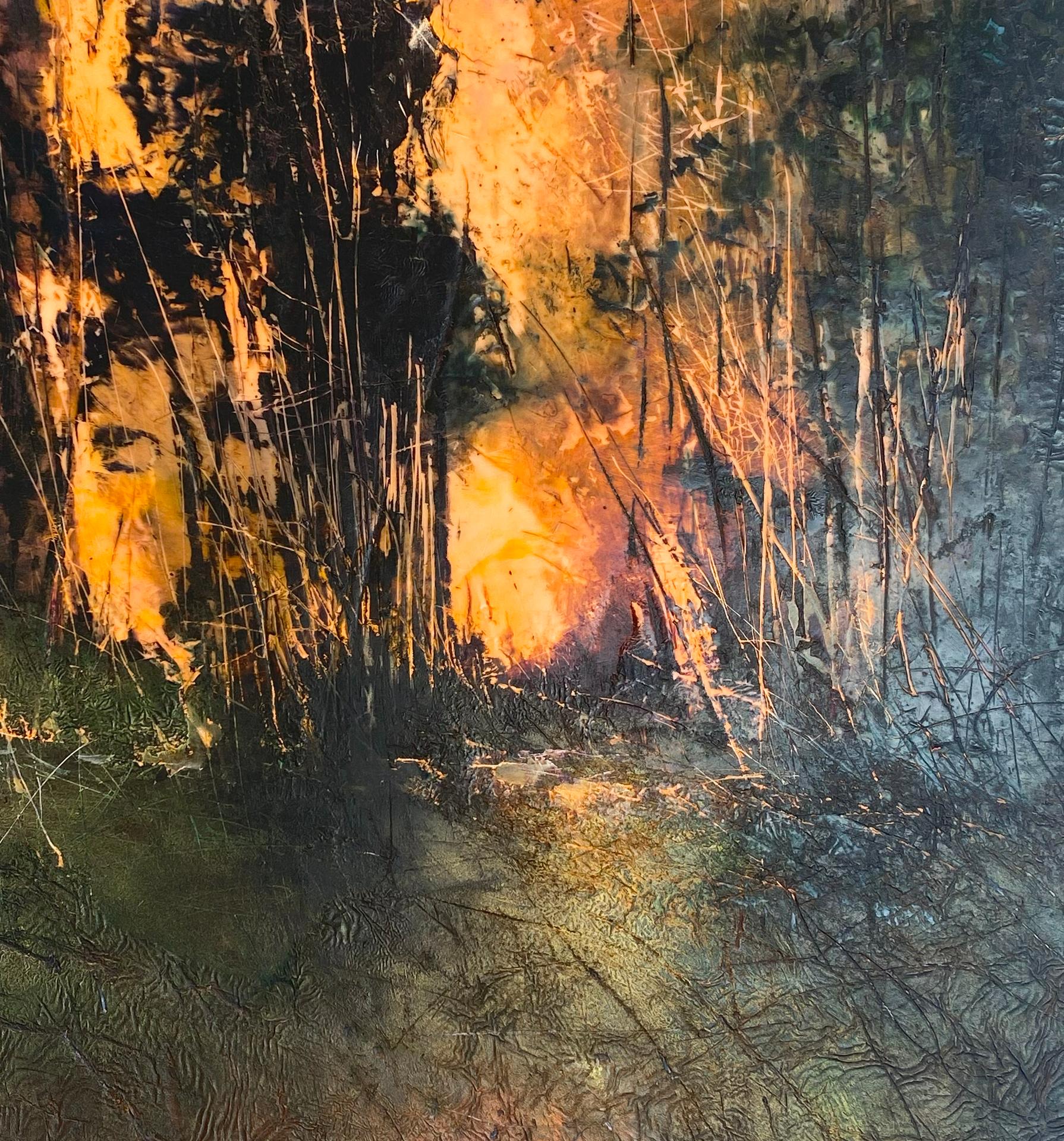 The Coyotes Howled Until Dawn (Pigmented Wax Landscape Painting) 1