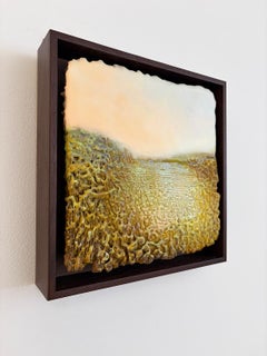The Marsh at Dawn (Textured Abstract Landscape Encaustic Painting)