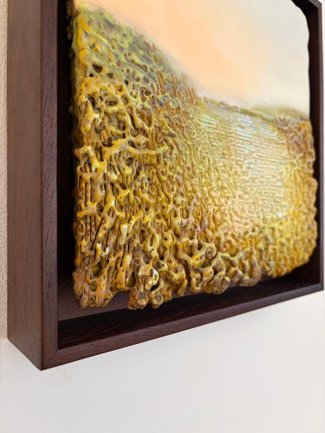 The Marsh at Dawn (Textured Abstract Landscape Encaustic Painting) For Sale 1