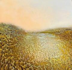 The Marsh at Dawn (Textured Abstract Landscape Encaustic Painting)