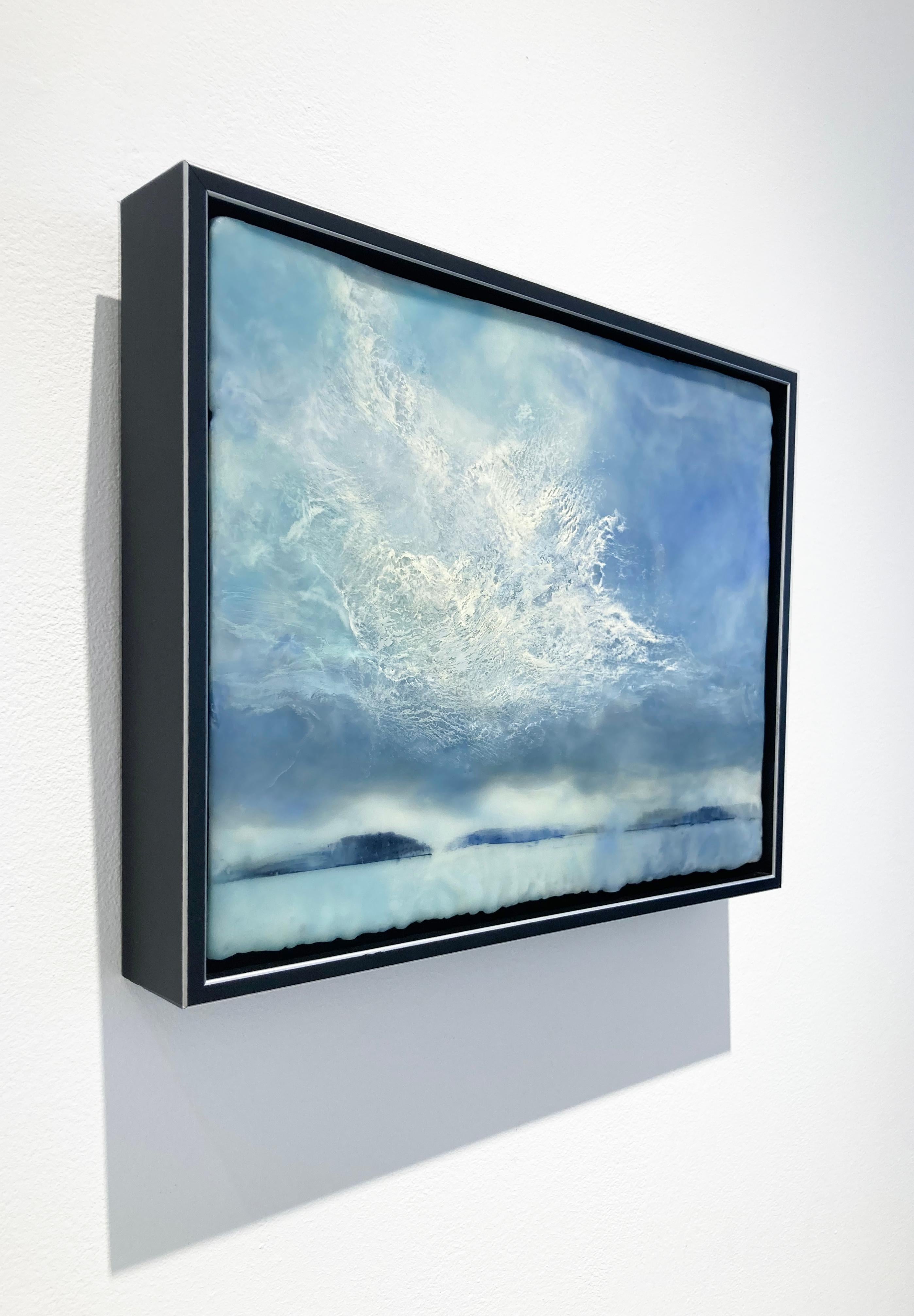 Winter Sky (Impressionist Style Encaustic Landscape Painting of Blue Sky) - Contemporary Mixed Media Art by Regina Quinn 