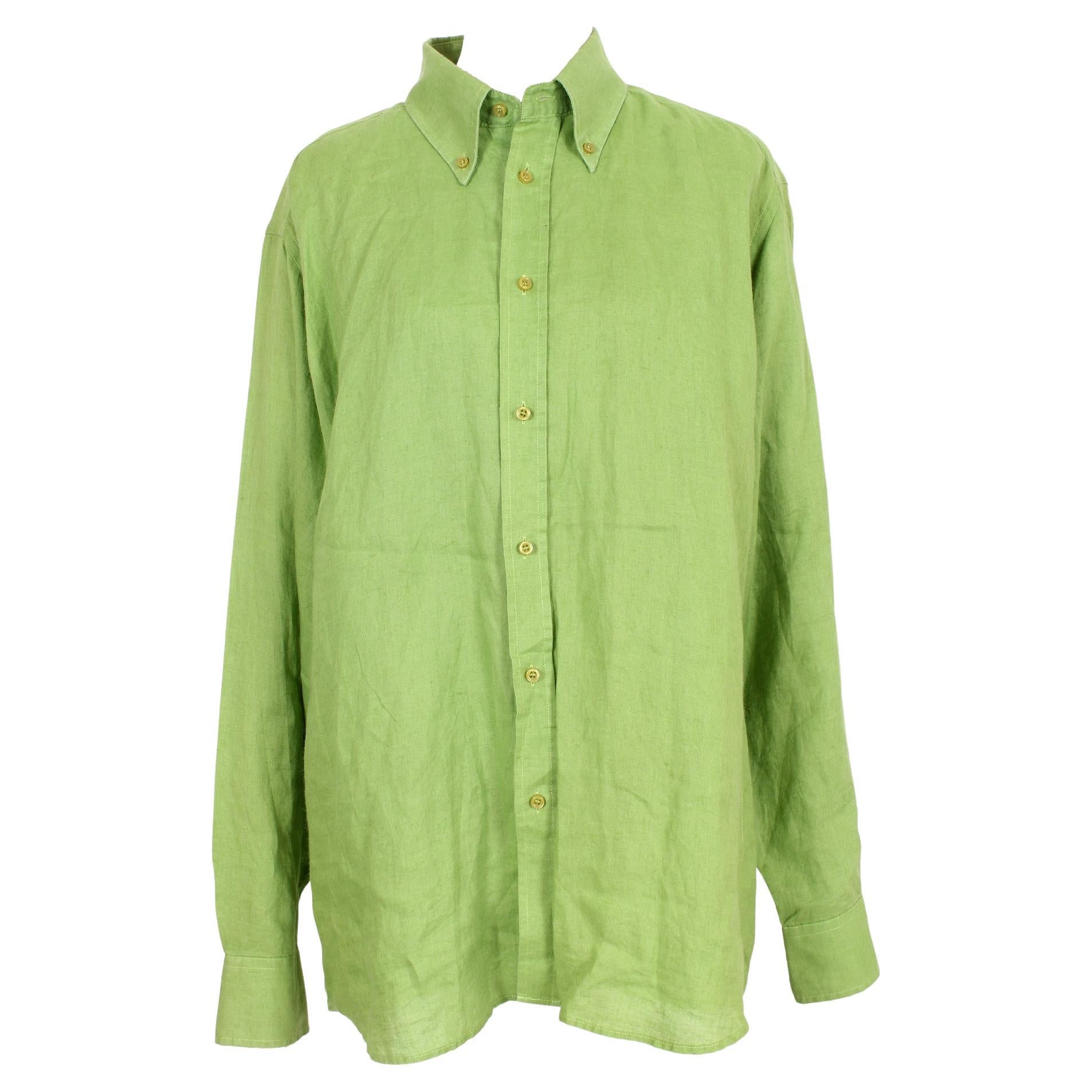Regina Schrecker Green Ramie Vintage Shirt 90s
