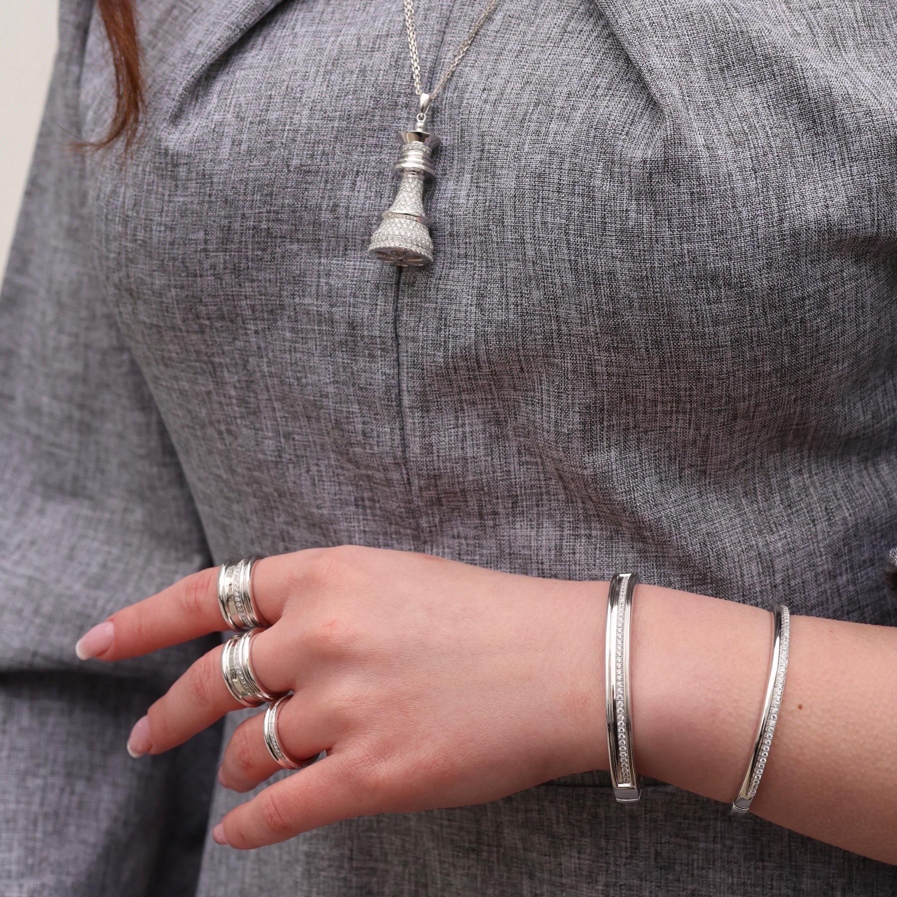 Regina - Bracciale in oro bianco con diamanti bianchi in vendita 3