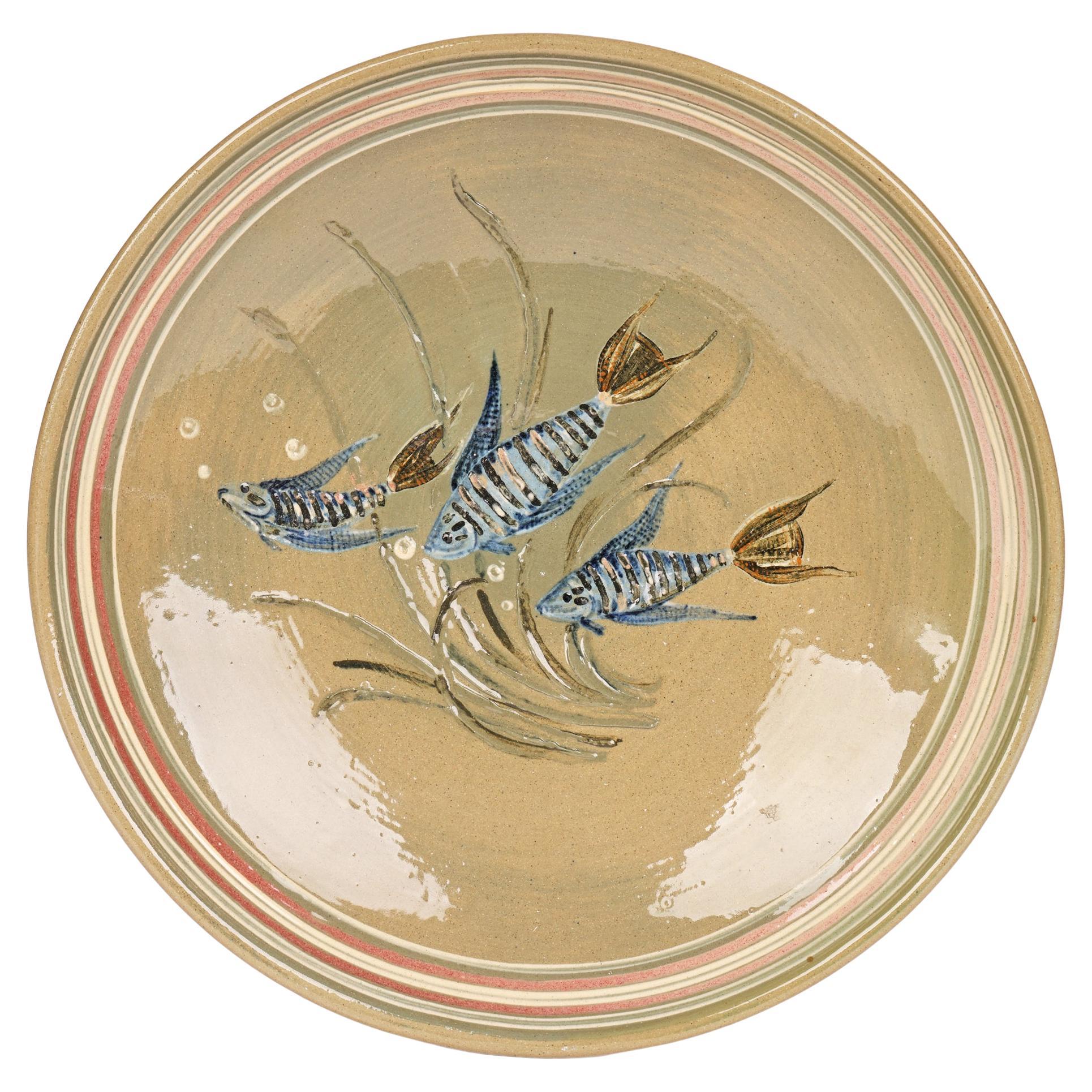 Große Paradise Fish Studio-Keramikschale von Reginald A. Lewis im Angebot