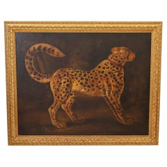 Reginald Baxter Vintage Oil Painting on Canvas of a Cheetah or Leopard
