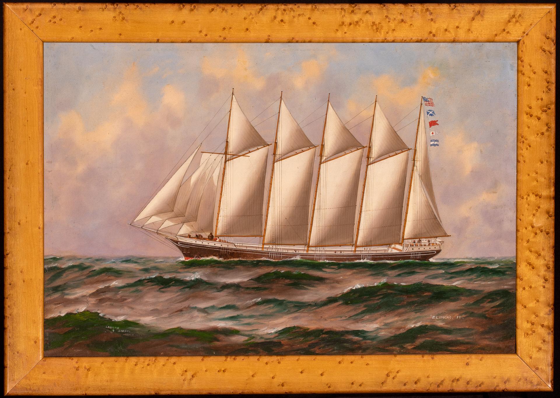 The Five-Masted Schooner ELINOR H. - Painting by Reginald Borstel